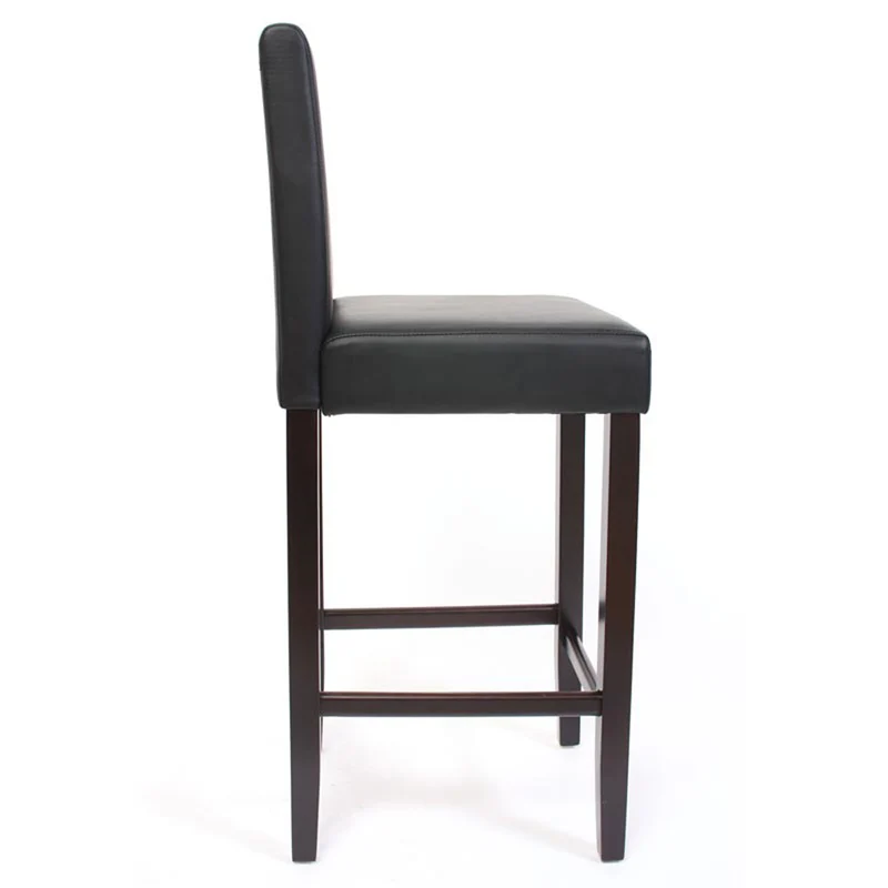 2x tabourets de bar chaise de comptoir en synthétique noir pieds en bois foncé 04_0000098