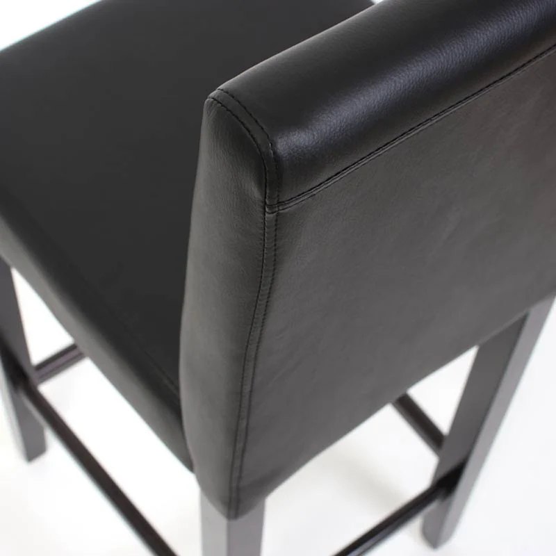 2x tabourets de bar chaise de comptoir en synthétique noir pieds en bois foncé 04_0000098