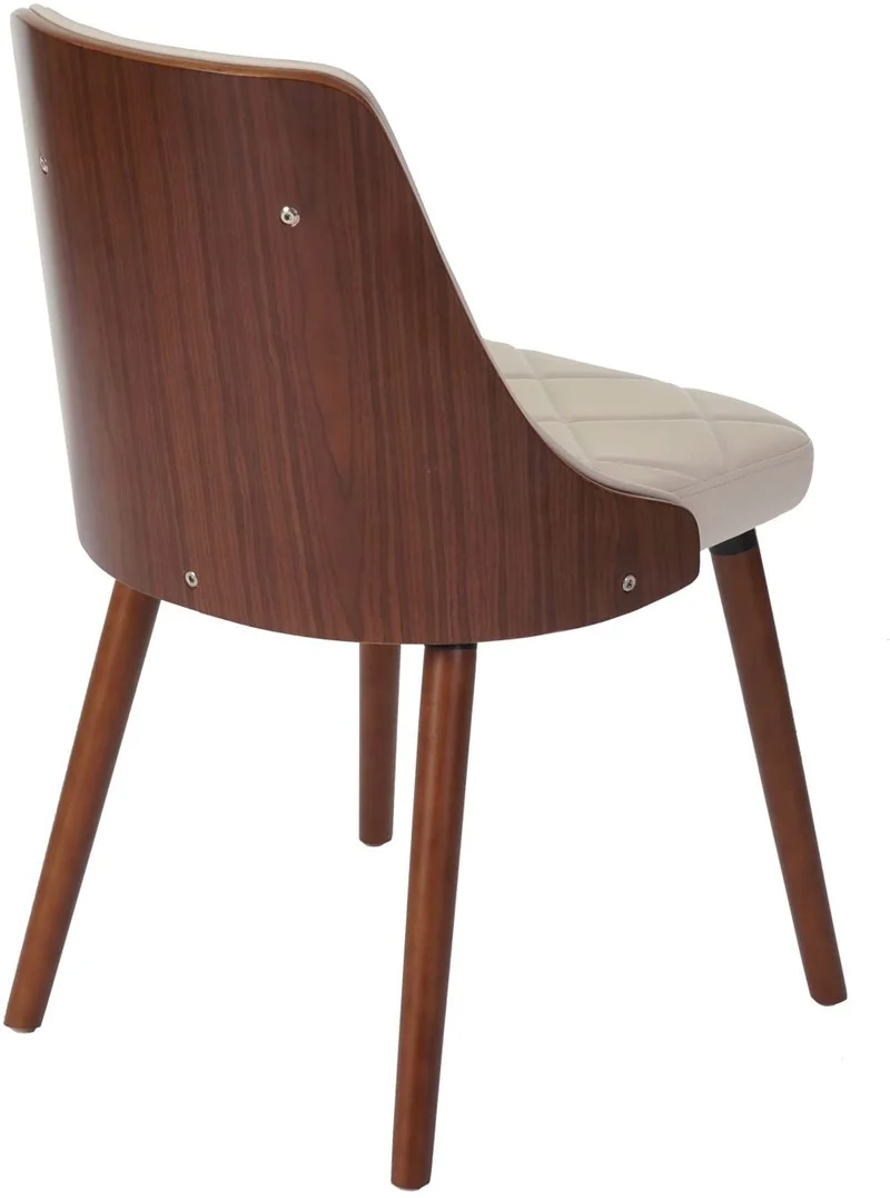 Lot de 2 chaises de salle à manger capitonné design chic en bois noyer et assise en synthétique crème CDS04468