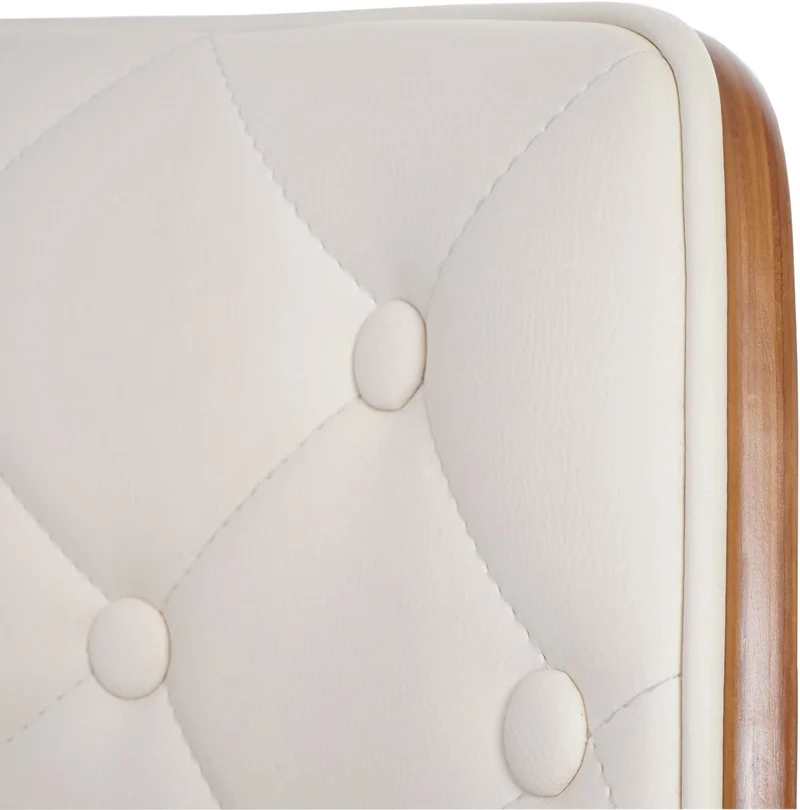 Lot de 2 chaises de salle à manger capitonné design chic en bois noyer et assise en synthétique crème CDS04468