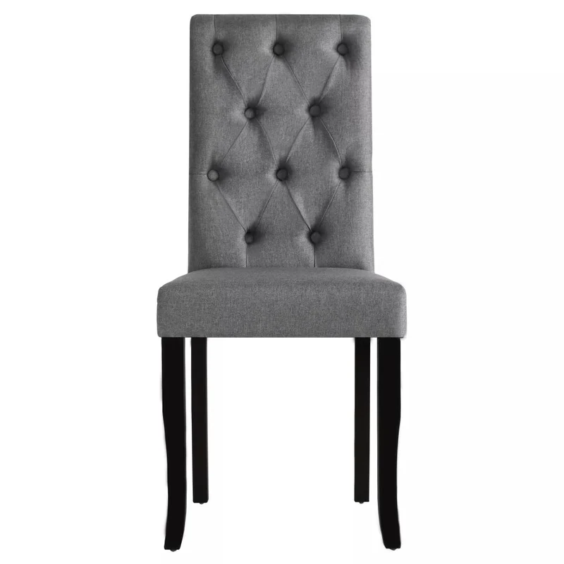 Lot de 4 chaises de salle à manger cuisine dossier capitonné tissu gris foncé CDS021546