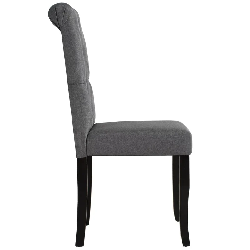 Lot de 4 chaises de salle à manger cuisine dossier capitonné tissu gris foncé CDS021546