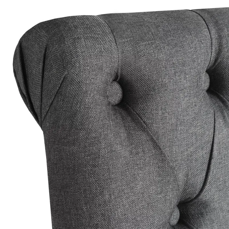 Lot de 4 chaises de salle à manger cuisine dossier capitonné tissu gris foncé CDS021546