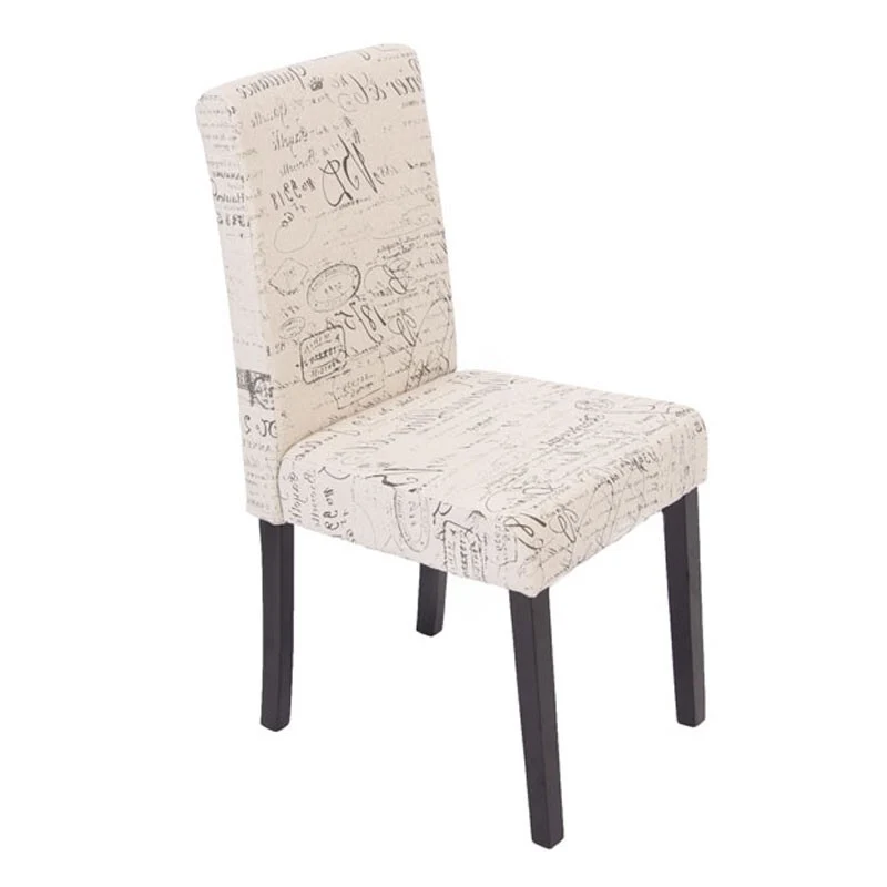 Lot de 2 chaises de salle à manger en tissu crème imprimé pieds foncés CDS04030