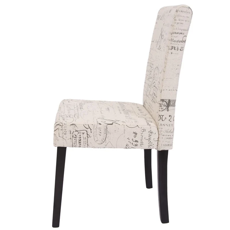 Lot de 2 chaises de salle à manger en tissu crème imprimé pieds foncés CDS04030