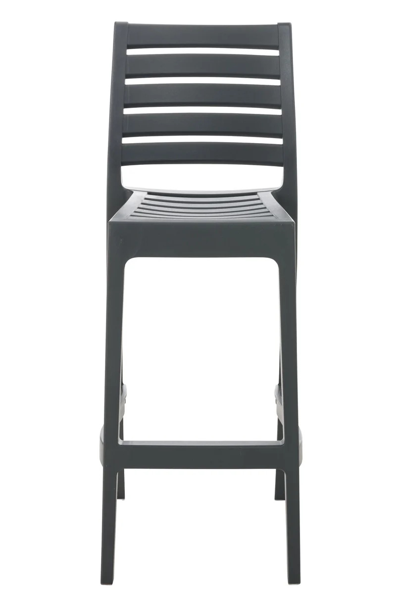 Tabouret de bar pour intérieur ou extérieur en plastique gris foncé empilable avec repose-pieds 10_MDJ10230