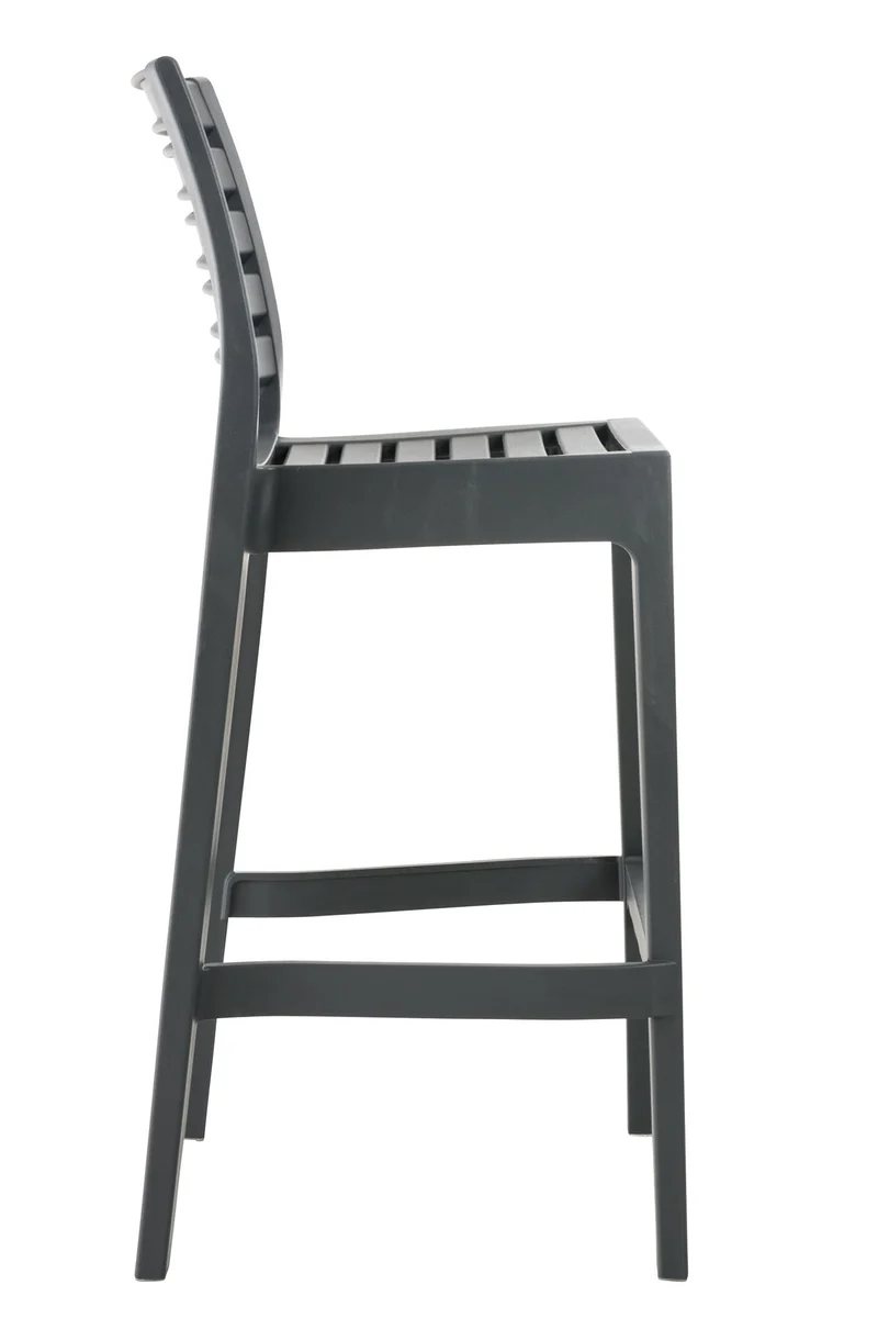 Tabouret de bar pour intérieur ou extérieur en plastique gris foncé empilable avec repose-pieds 10_MDJ10230