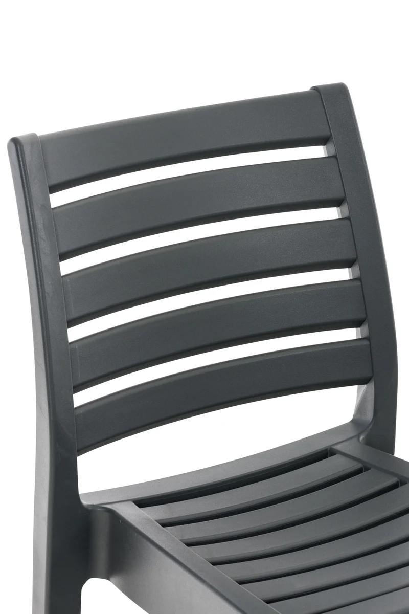 Tabouret de bar pour intérieur ou extérieur en plastique gris foncé empilable avec repose-pieds 10_MDJ10230