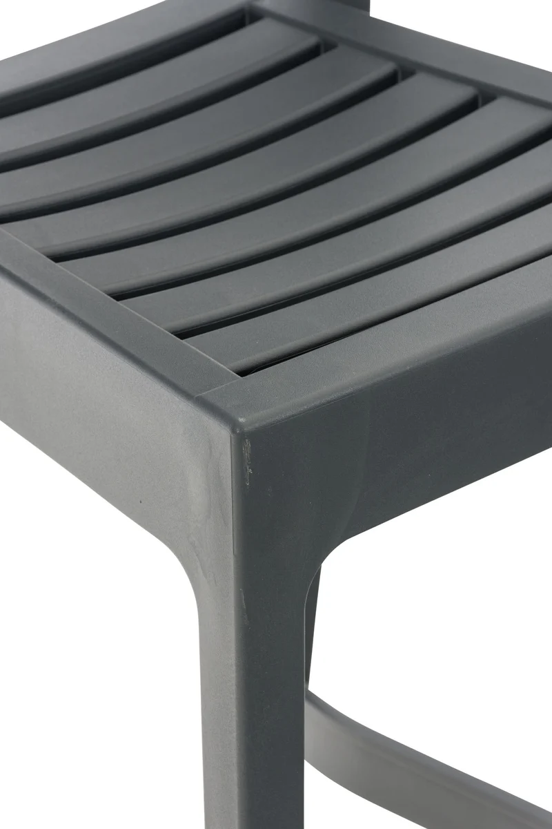 Tabouret de bar pour intérieur ou extérieur en plastique gris foncé empilable avec repose-pieds 10_MDJ10230