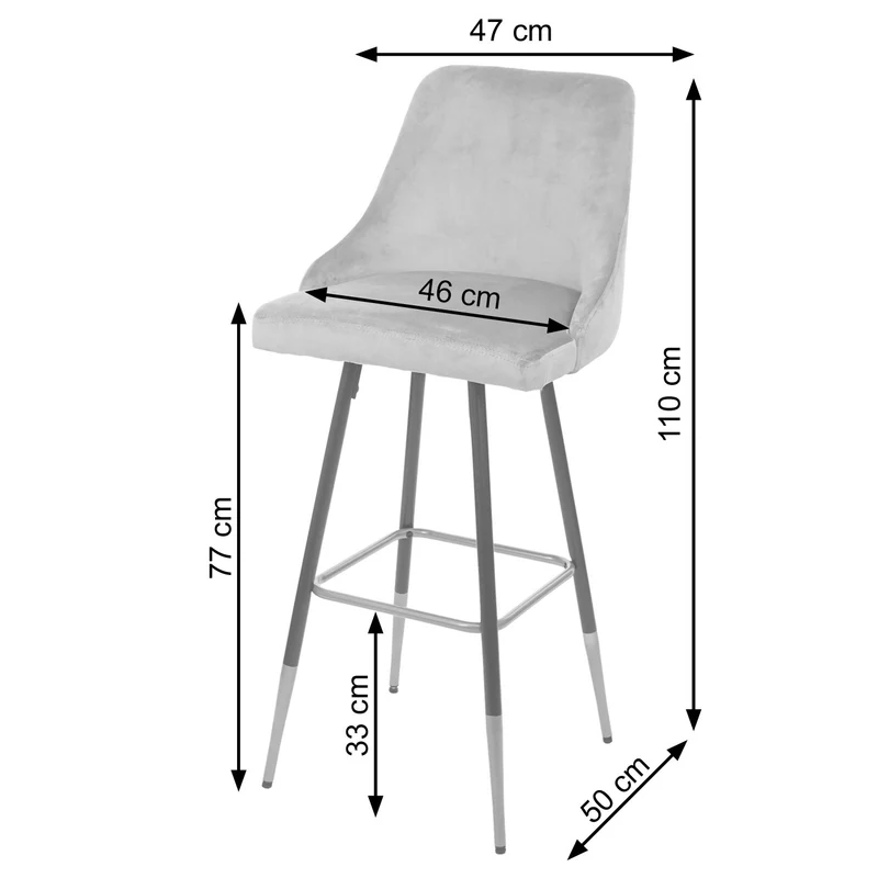 2x tabourets de bar comptoir chaise haute pieds dorés en velours design rétro gris dossier capitonné 04_0000493
