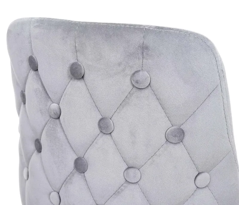 2x tabourets de bar comptoir chaise haute pieds dorés en velours design rétro gris dossier capitonné 04_0000493