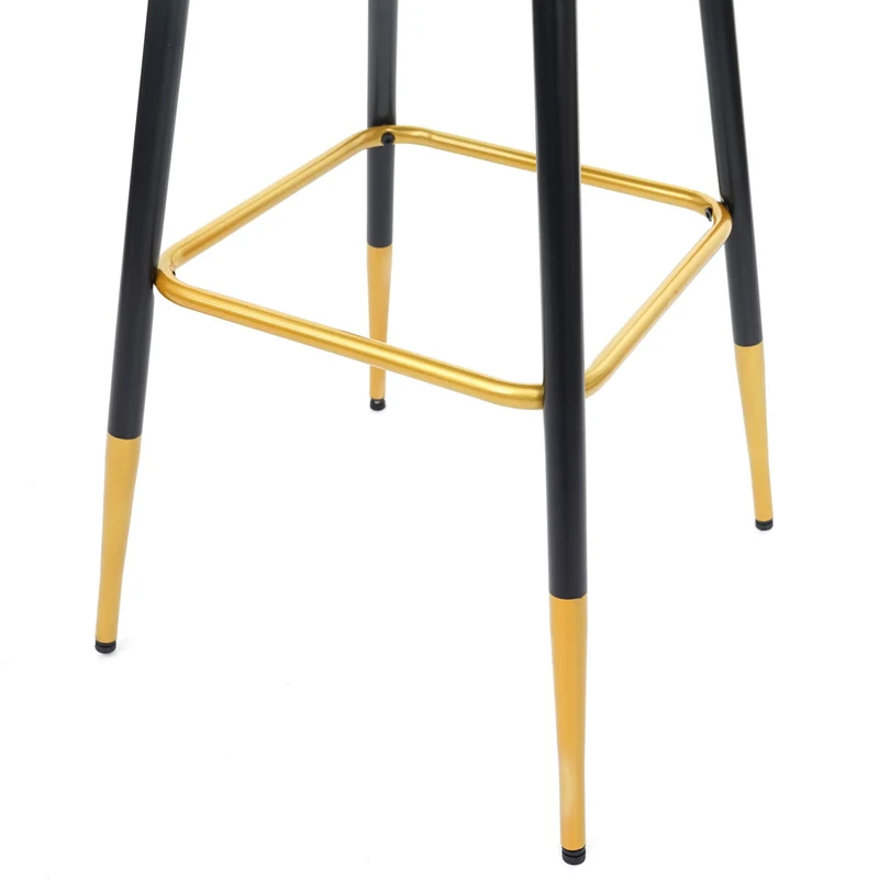 2x tabourets de bar comptoir chaise haute pieds dorés en velours design rétro gris dossier capitonné 04_0000493