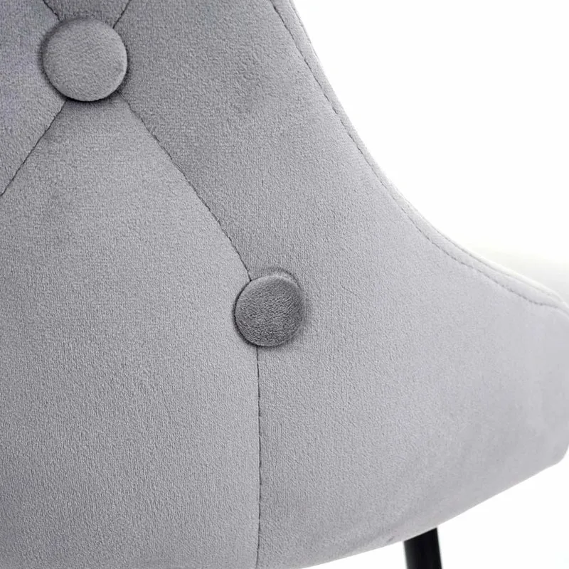 2x tabourets de bar comptoir chaise haute pieds dorés en velours design rétro gris dossier capitonné 04_0000493
