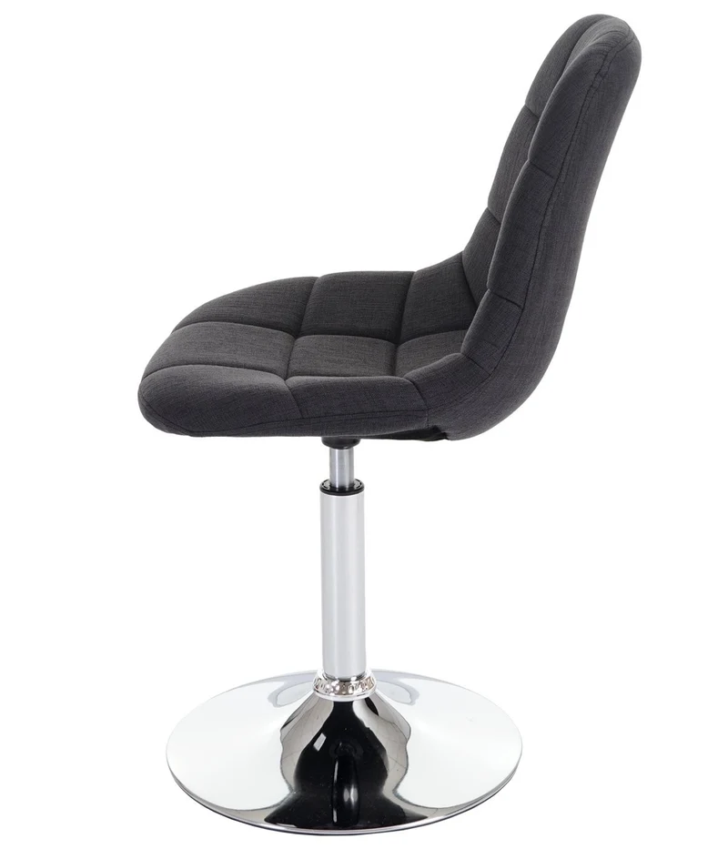 2x chaises de salle à manger en tissu gris foncé pied chromé pivotant CDS04426