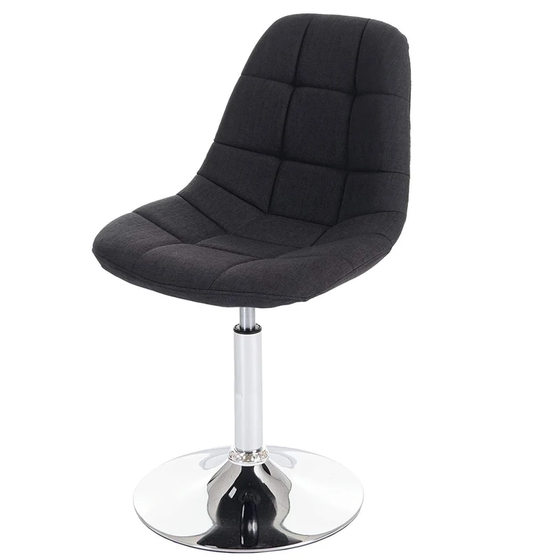 2x chaises de salle à manger en tissu gris foncé pied chromé pivotant CDS04426