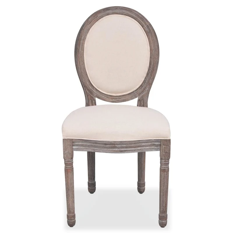 Lot de 2 chaises de salle à manger cuisine style classique en tissu crème CDS020434