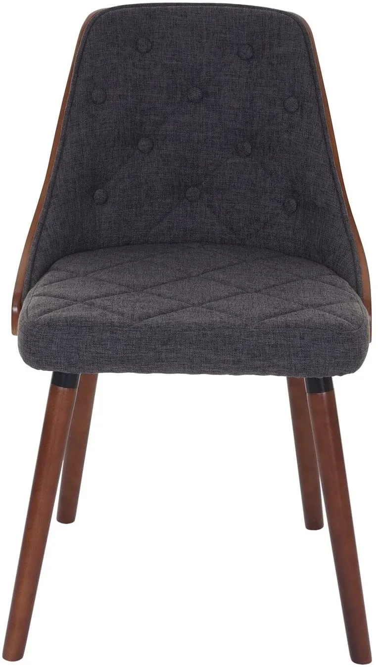 Lot de 2 chaises de salle à manger capitonné design chic en bois noyer et assise en tissu gris CDS04466