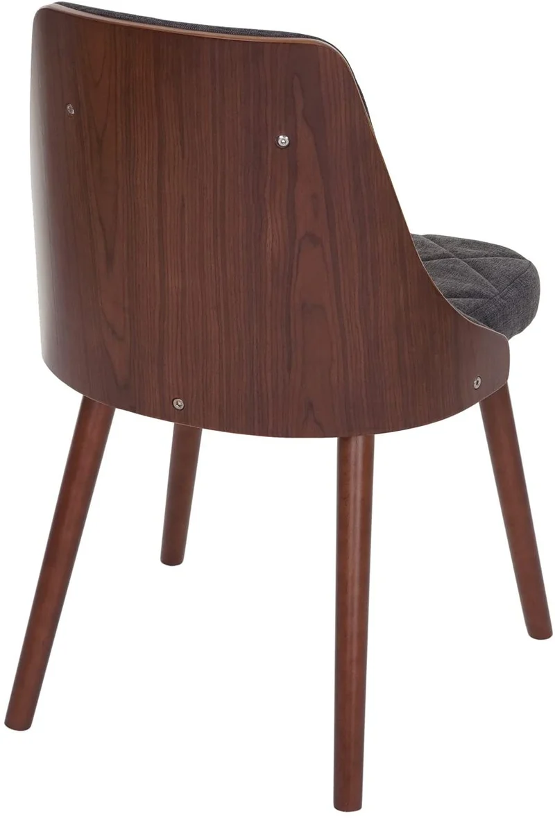 Lot de 2 chaises de salle à manger capitonné design chic en bois noyer et assise en tissu gris CDS04466