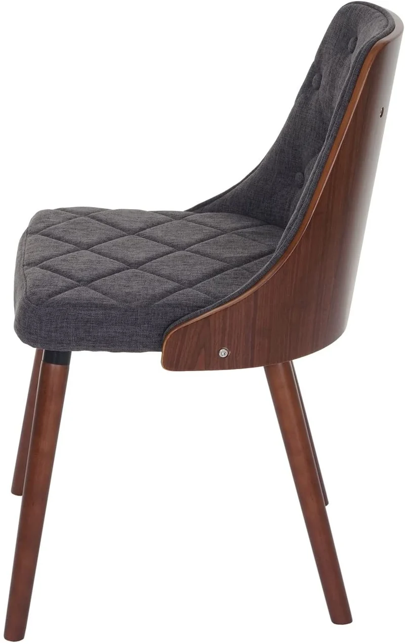 Lot de 2 chaises de salle à manger capitonné design chic en bois noyer et assise en tissu gris CDS04466