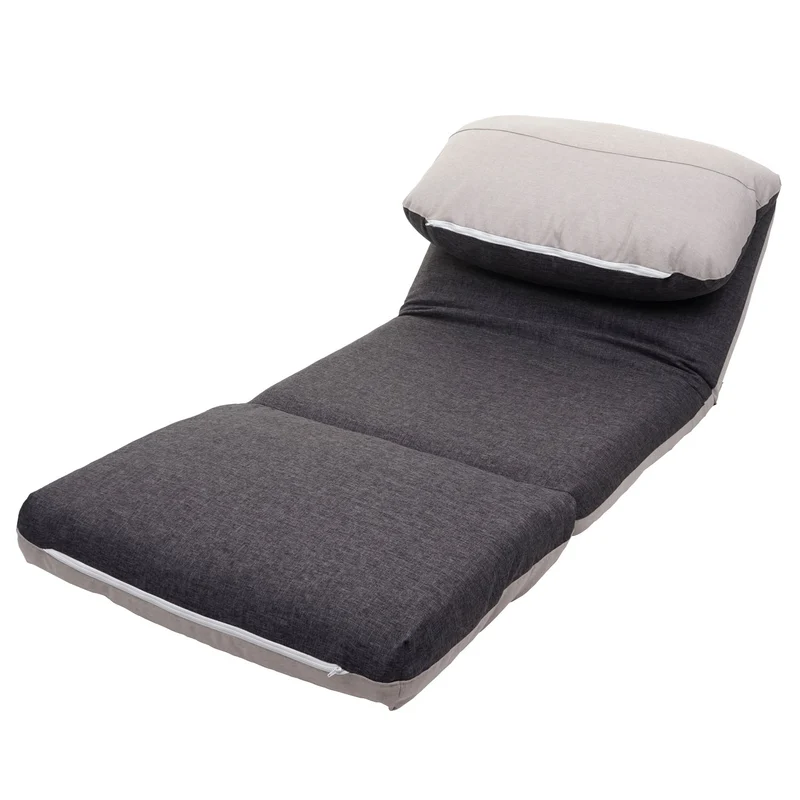 Matelas fauteuil-lit pliant fauteuil de relaxation dossier réglable tissu gris foncé/gris clair 04_0003097