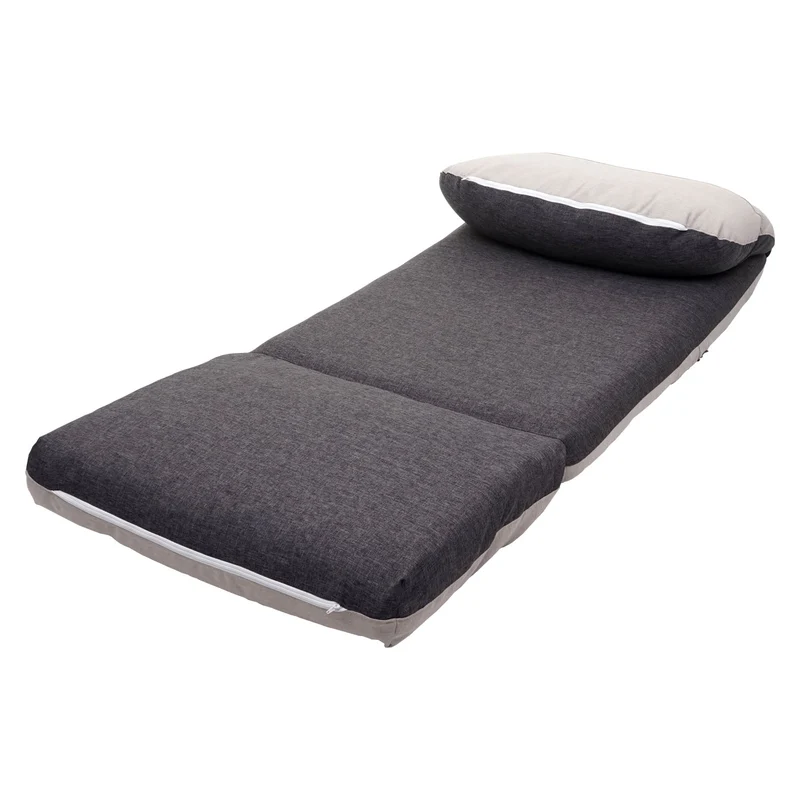 Matelas fauteuil-lit pliant fauteuil de relaxation dossier réglable tissu gris foncé/gris clair 04_0003097