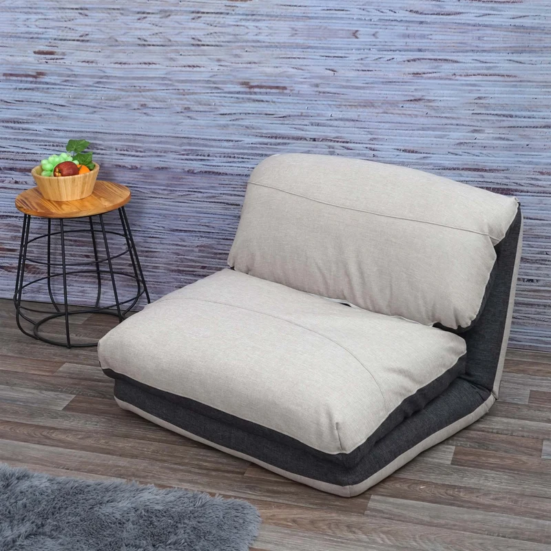 Matelas fauteuil-lit pliant fauteuil de relaxation dossier réglable tissu gris foncé/gris clair 04_0003097