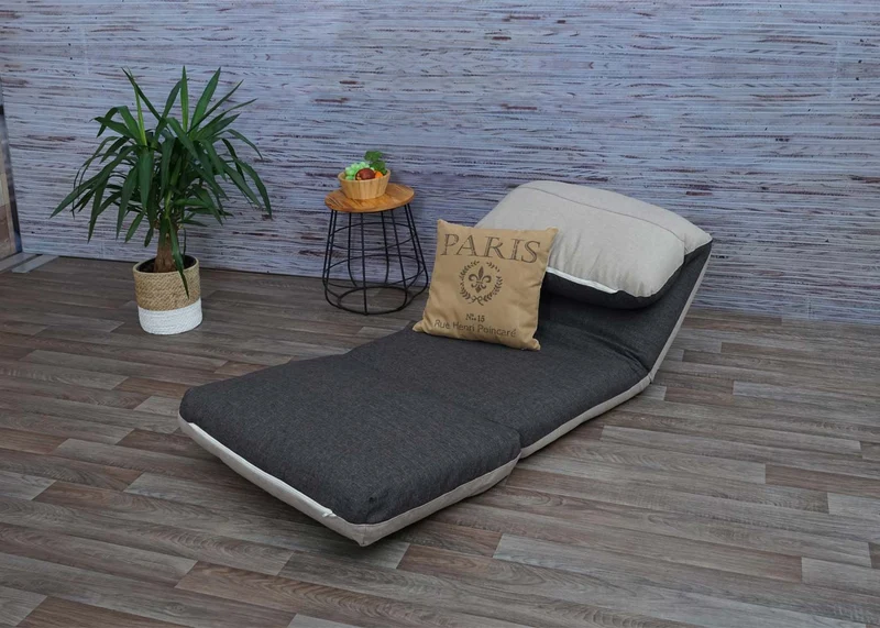 Matelas fauteuil-lit pliant fauteuil de relaxation dossier réglable tissu gris foncé/gris clair 04_0003097