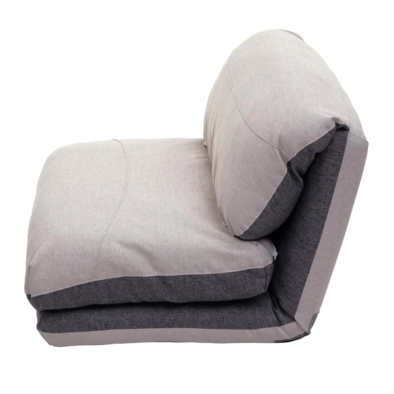 Matelas fauteuil-lit pliant fauteuil de relaxation dossier réglable tissu gris foncé/gris clair 04_0003097