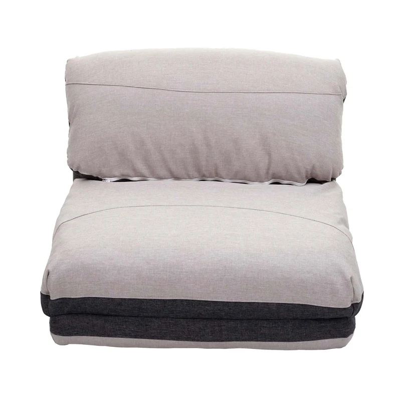 Matelas fauteuil-lit pliant fauteuil de relaxation dossier réglable tissu gris foncé/gris clair 04_0003097