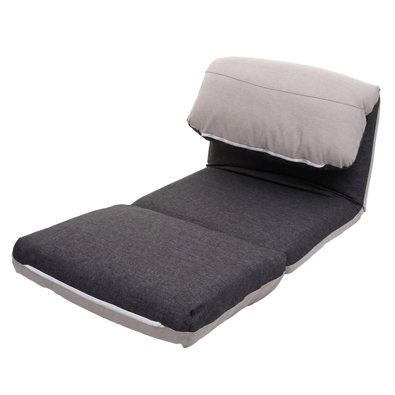 Matelas fauteuil-lit pliant fauteuil de relaxation dossier réglable tissu gris foncé/gris clair 04_0003097