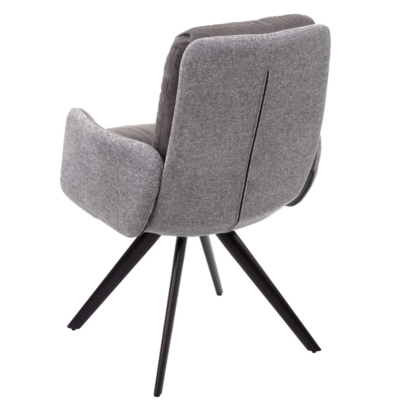 Chaise de salle à manger fauteuil lounge avec accoudoir confortable rotative en tissu gris clair 04_0002246