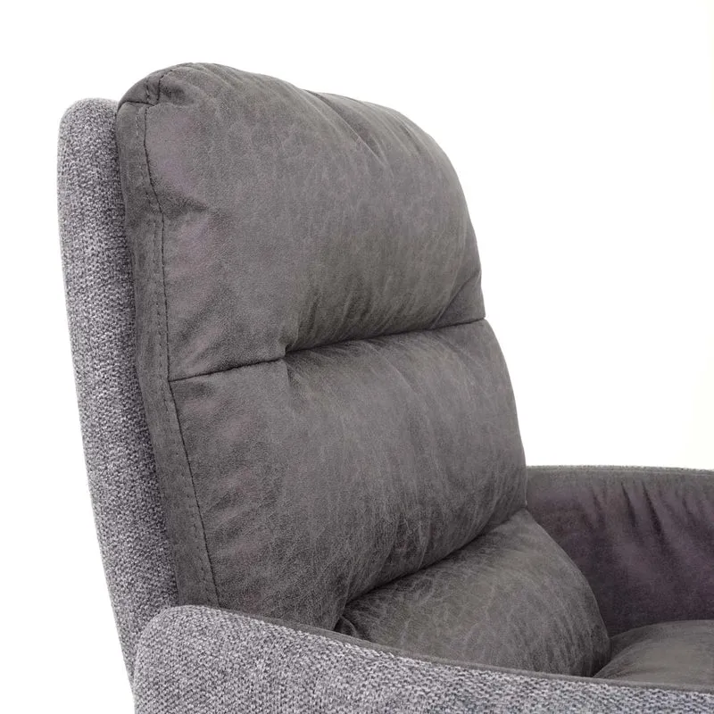 Chaise de salle à manger fauteuil lounge avec accoudoir confortable rotative en tissu gris clair 04_0002246