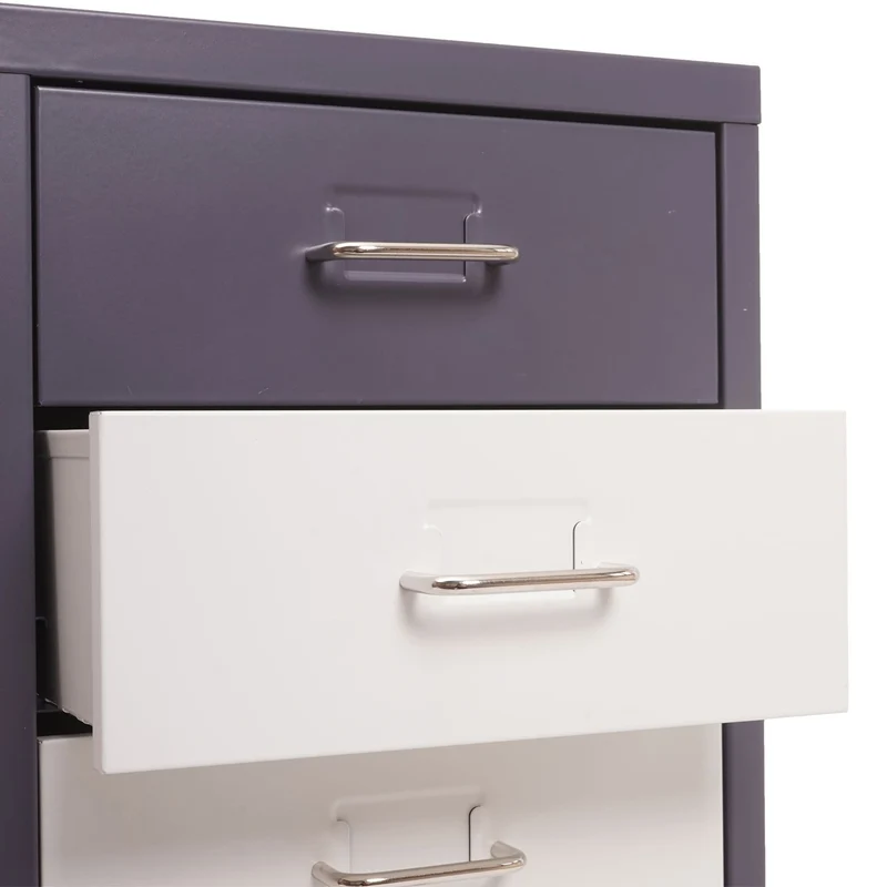 Caisson à tiroirs sur roulettes rangement bureau 6 tiroirs 69x28x41cm en acier gris foncé blanc noir gris foncé 04_0004355