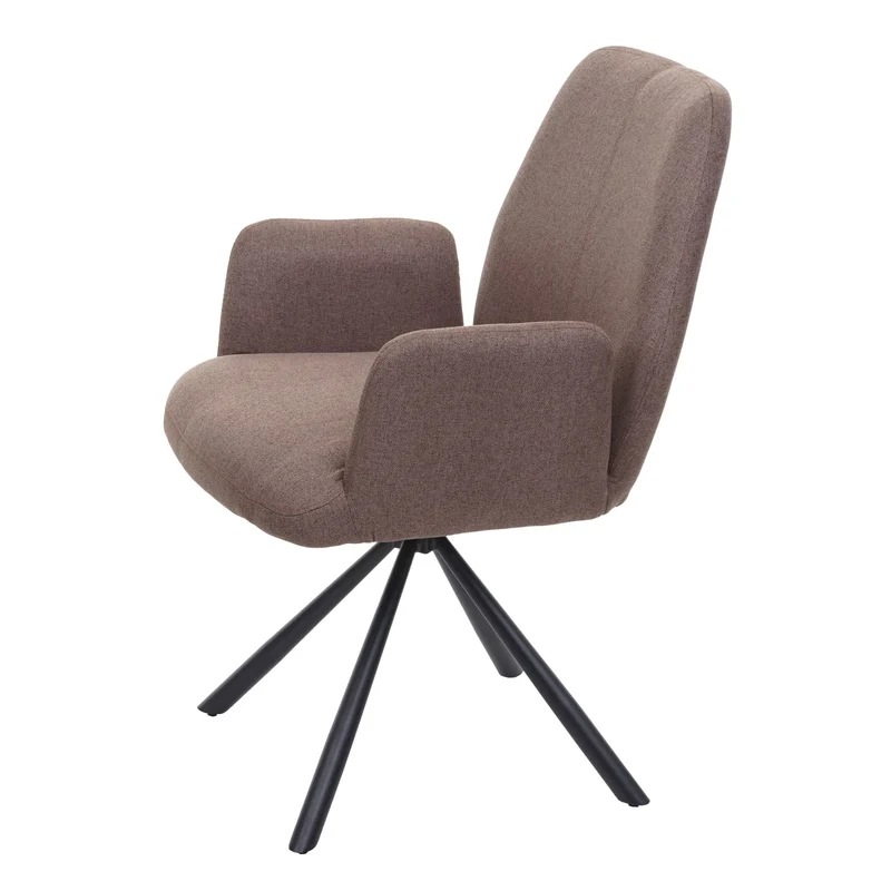 Chaise de salle à manger fauteuil de bureau en tissu marron en acier design pivotant rétro et moderne 04_0002275