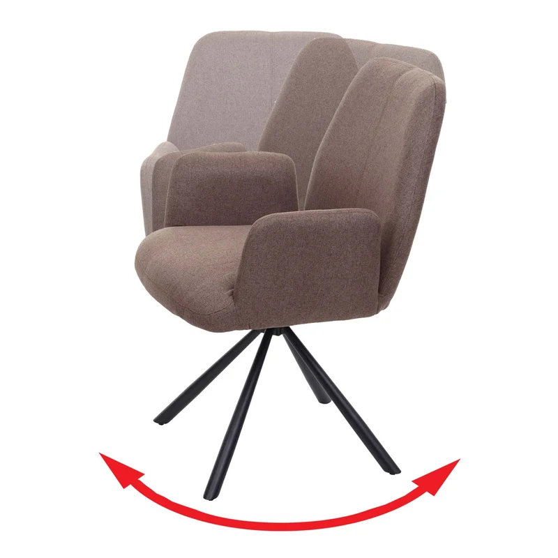 Chaise de salle à manger fauteuil de bureau en tissu marron en acier design pivotant rétro et moderne 04_0002275