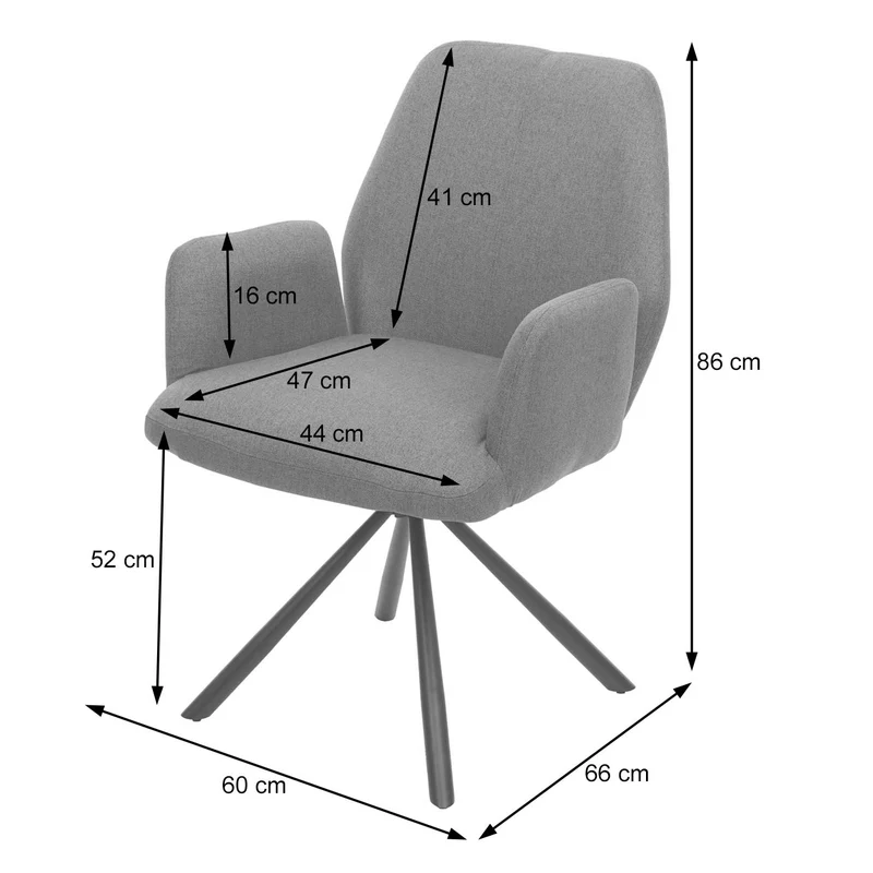 Chaise de salle à manger fauteuil de bureau en tissu marron en acier design pivotant rétro et moderne 04_0002275
