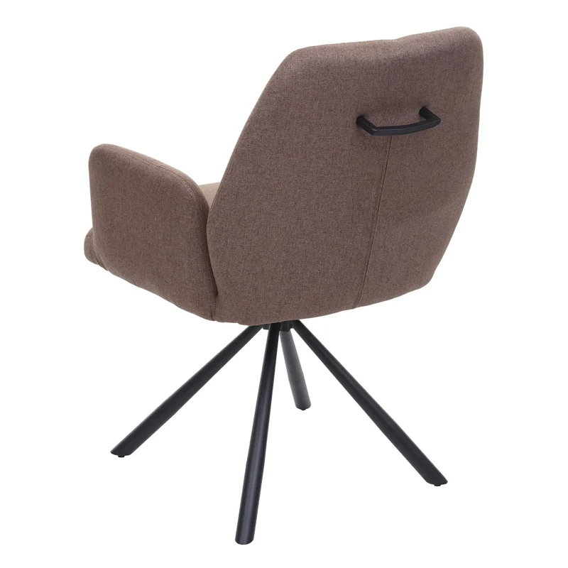 Chaise de salle à manger fauteuil de bureau en tissu marron en acier design pivotant rétro et moderne 04_0002275