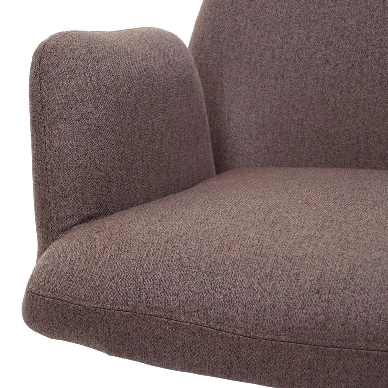 Chaise de salle à manger fauteuil de bureau en tissu marron en acier design pivotant rétro et moderne 04_0002275