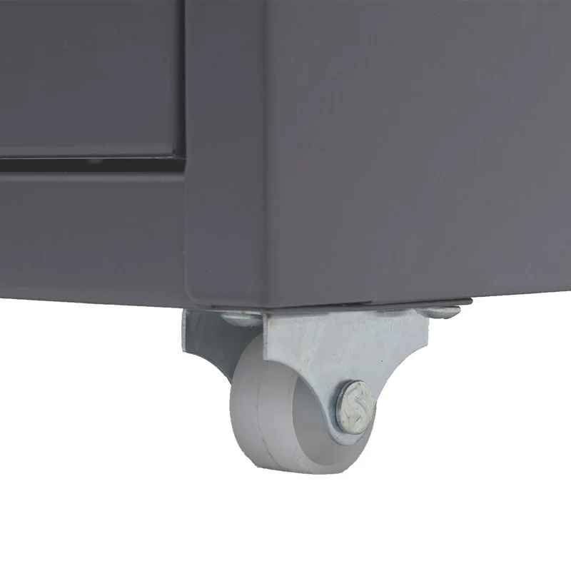 Caisson à tiroirs sur roulettes rangement bureau 8 tiroirs 110x28x41cm en acier gris foncé blanc-noir gris foncé 04_0004359