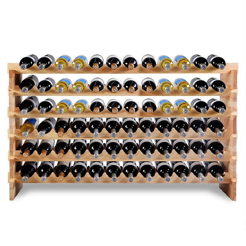 Étagère à vin casier à 72 bouteilles en bois de pin robuste modulable 119x29x71 cm 20_0001410