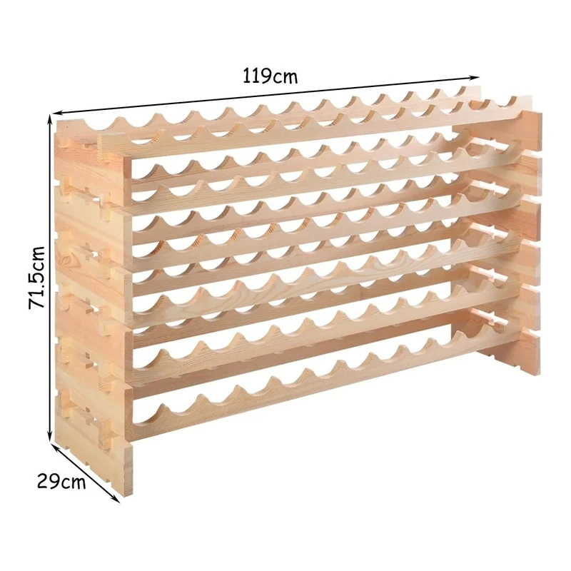 Étagère à vin casier à 72 bouteilles en bois de pin robuste modulable 119x29x71 cm 20_0001410
