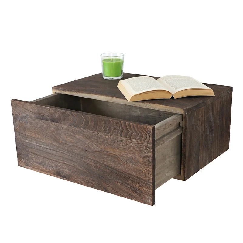 Étagère murale à tiroir style vintage shabby 21x46x30cm marron 04_0005175