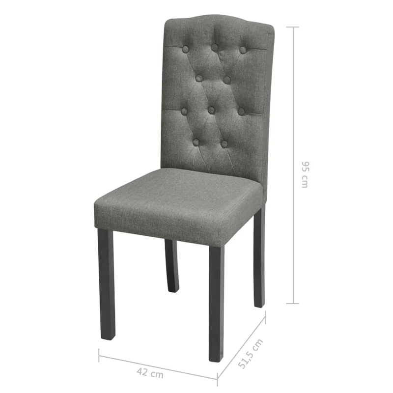 Lot de 4 chaises de salle à manger cuisine dossier capitonné pieds en bois gris tissu CDS021610