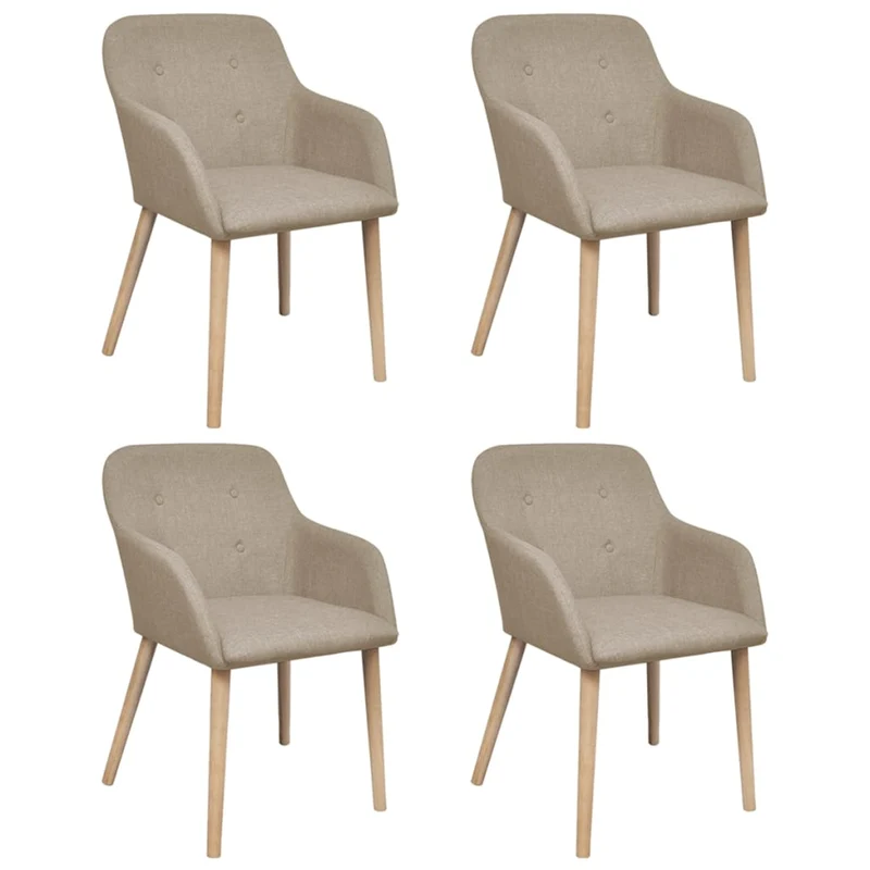 Lot de 4 chaises de salle à manger cuisine design moderne tissu beige et chêne massif CDS021224