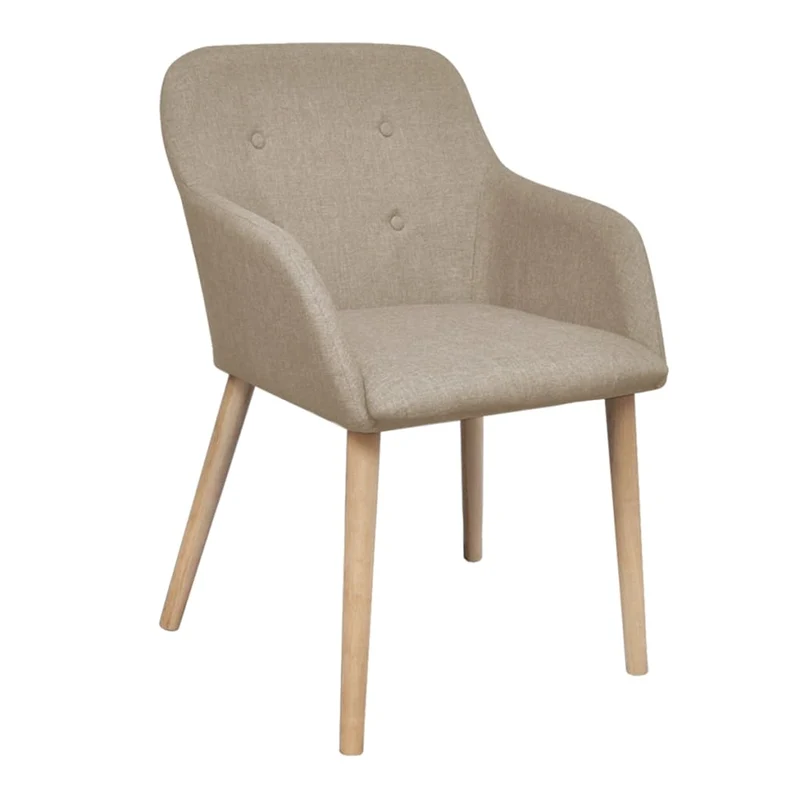 Lot de 4 chaises de salle à manger cuisine design moderne tissu beige et chêne massif CDS021224