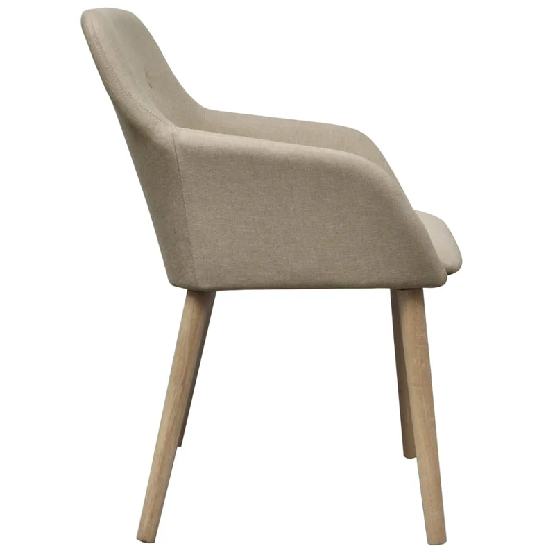 Lot de 4 chaises de salle à manger cuisine design moderne tissu beige et chêne massif CDS021224