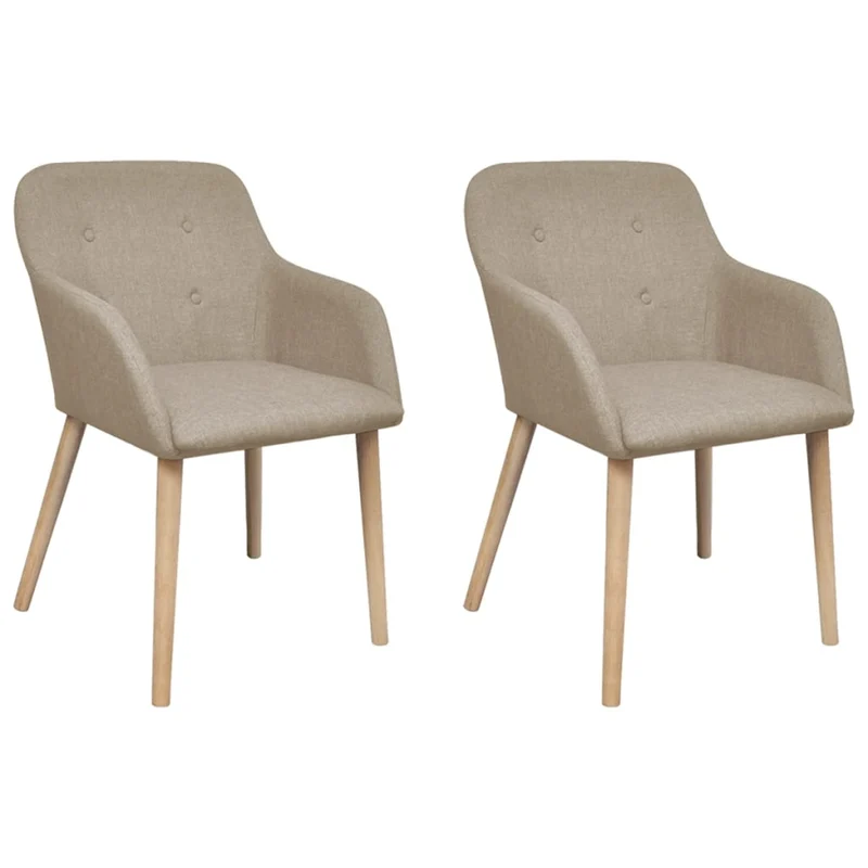 Lot de 2 chaises de salle à manger cuisine design scandinave beige tissu et chêne massif CDS020156