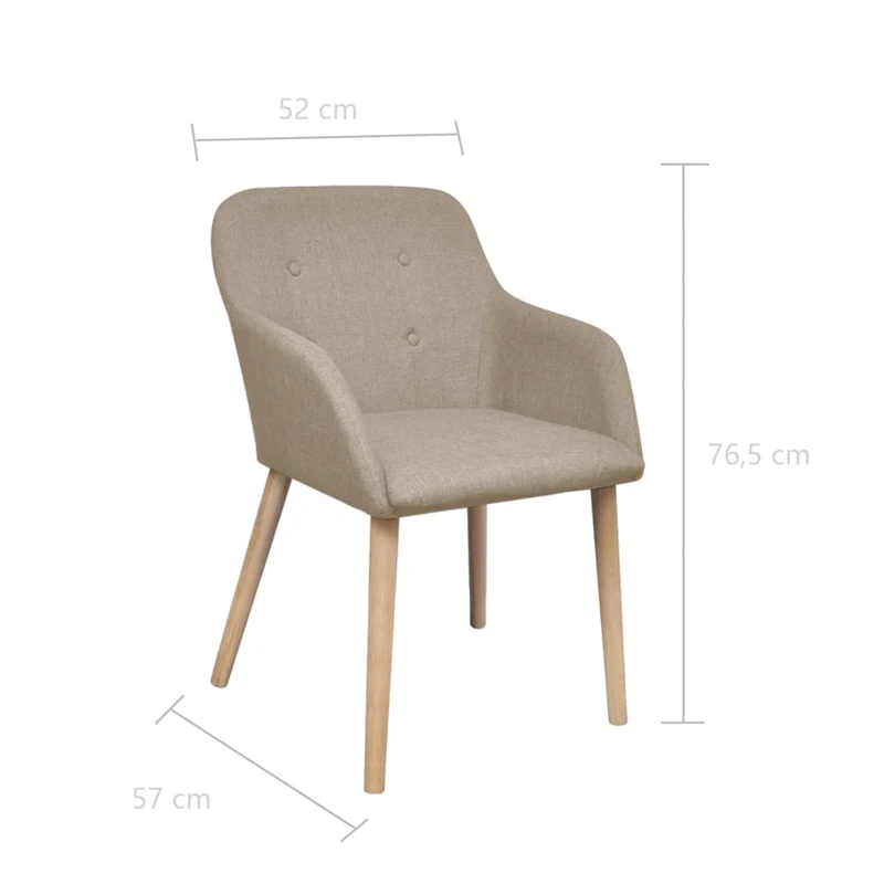Lot de 2 chaises de salle à manger cuisine design scandinave beige tissu et chêne massif CDS020156