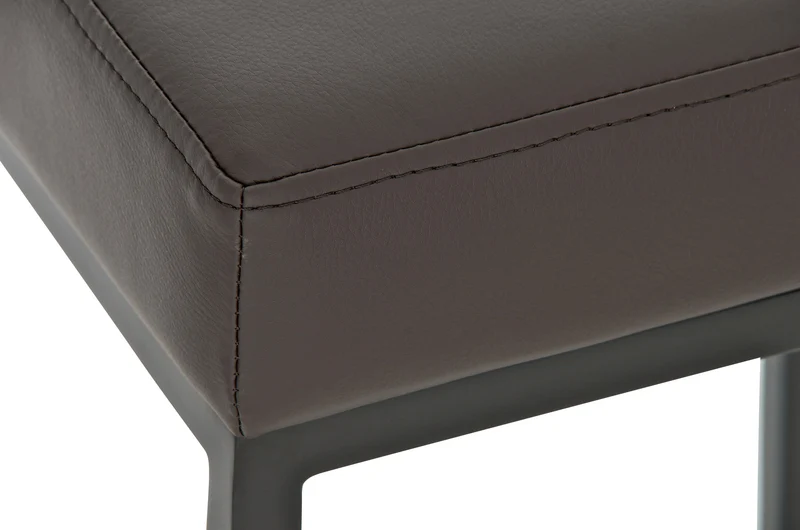 Tabouret de bar en synthétique marron pieds en métal noir design moderne 10_0000429