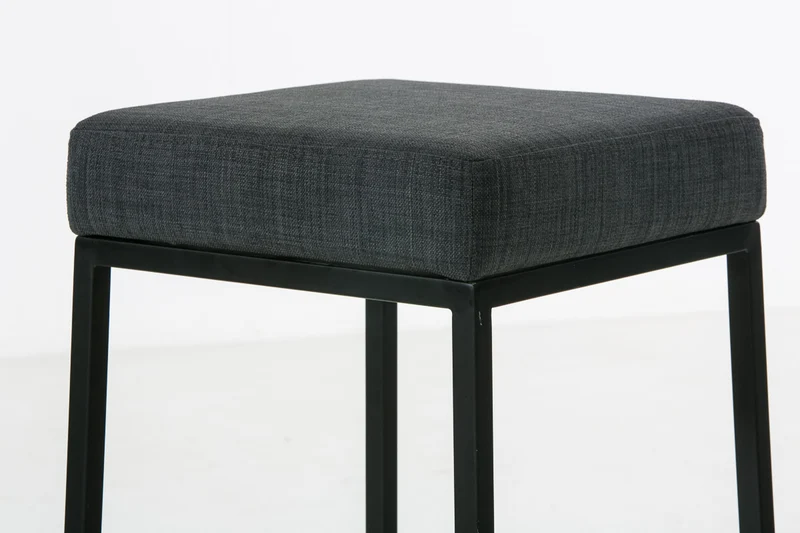 Tabouret de bar avec repose-pieds design moderne tissu gris foncé et métal noir mat 10_0000043